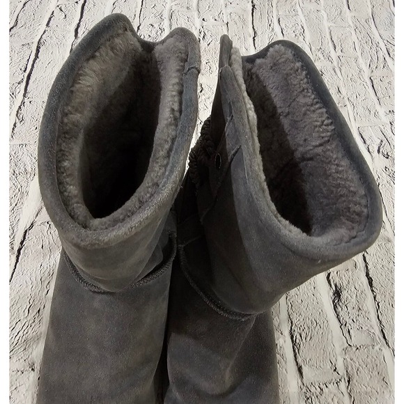 Abeo Blaine Suede Sheepskin Mid Gray Calf Boots WOMENS SIZE 10 - Picture 5 of 14